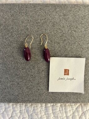 Jamie Joseph 14k Ruby French Hook earrings PERFECT Condition